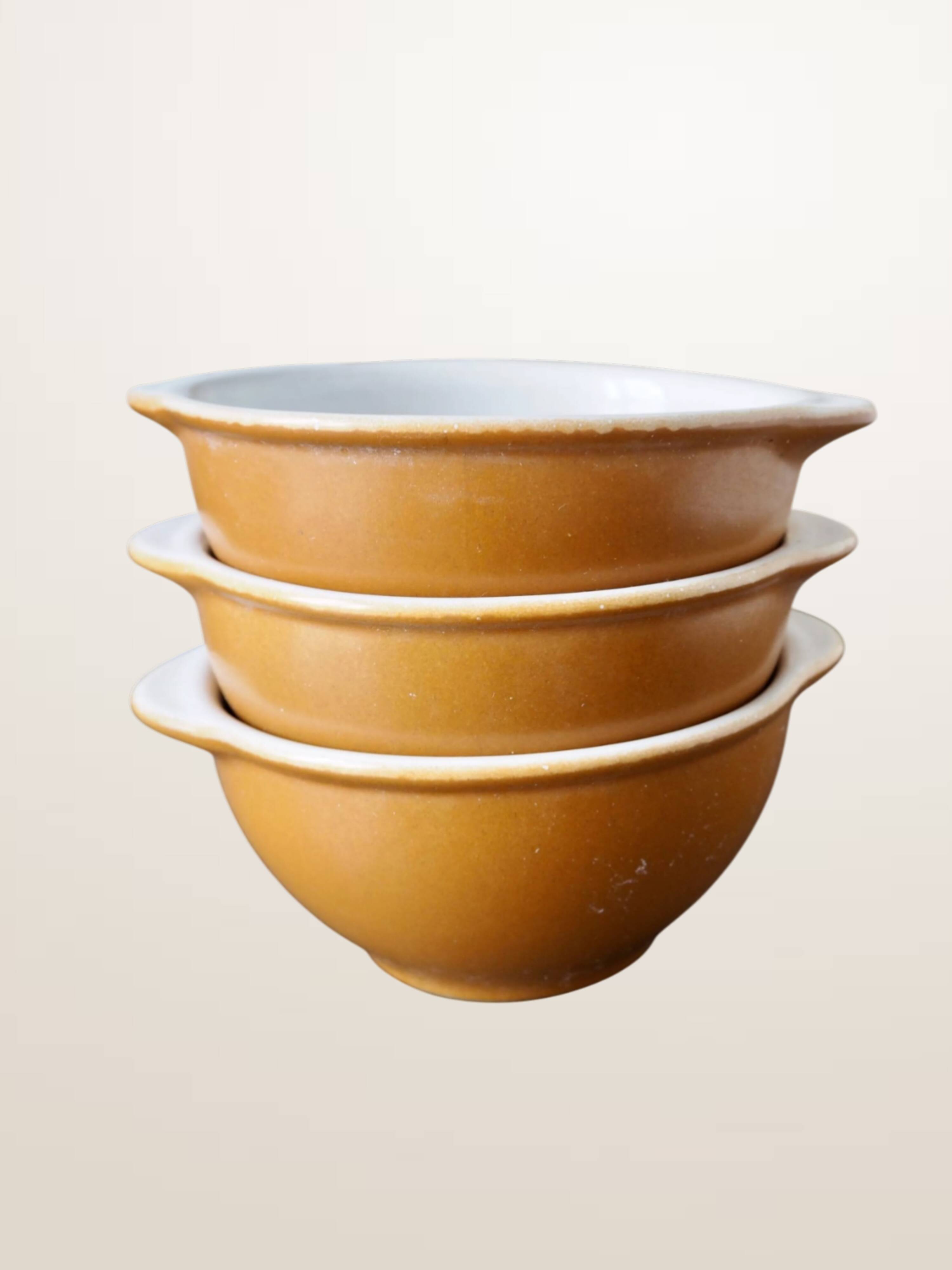 Set of three ear bowls Grespots Digoin, circa 1950