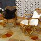 Pair of armchairs vintage rattan with skins