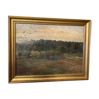 Landscape painting on wood