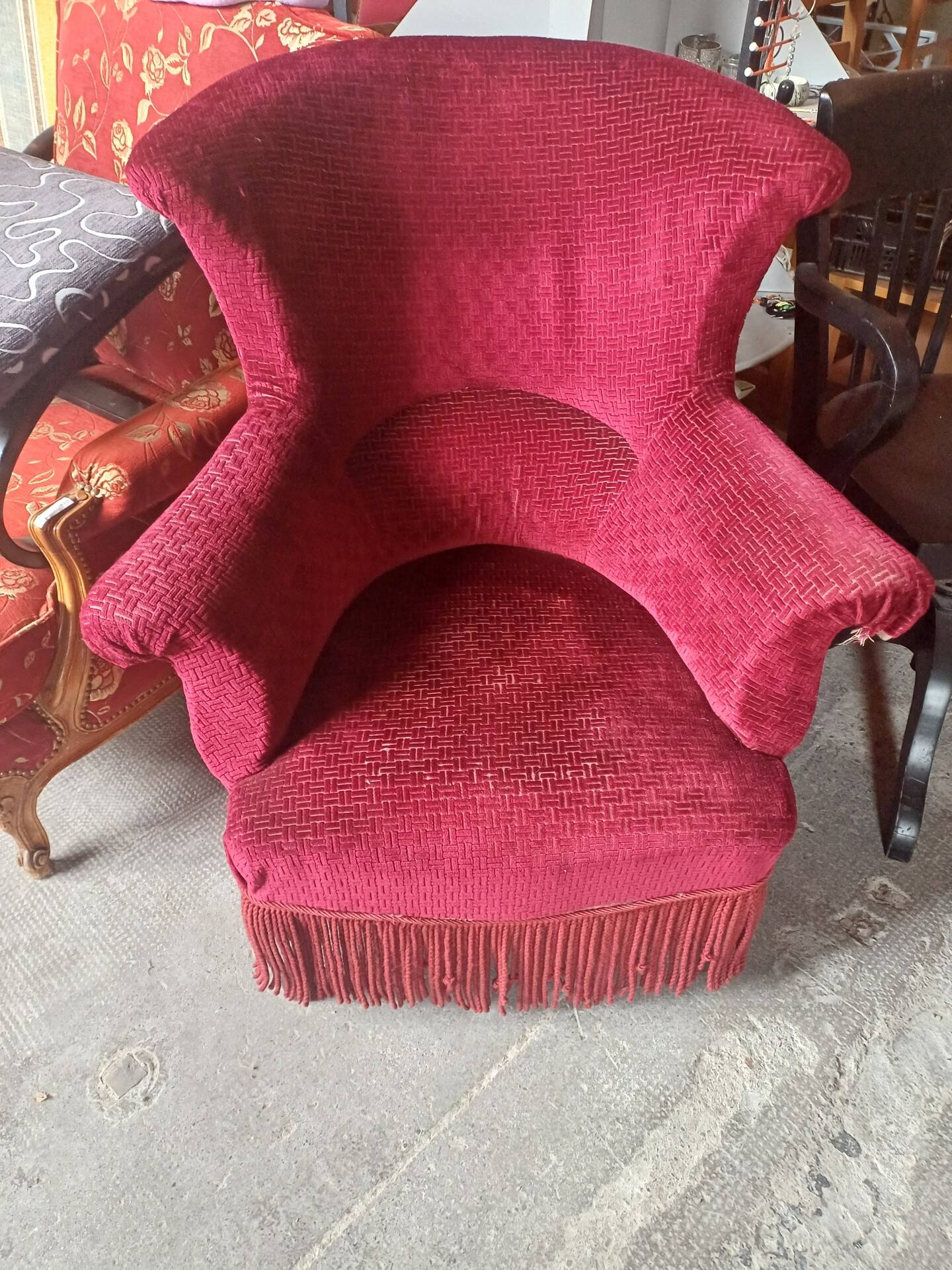 Red velvet armchair