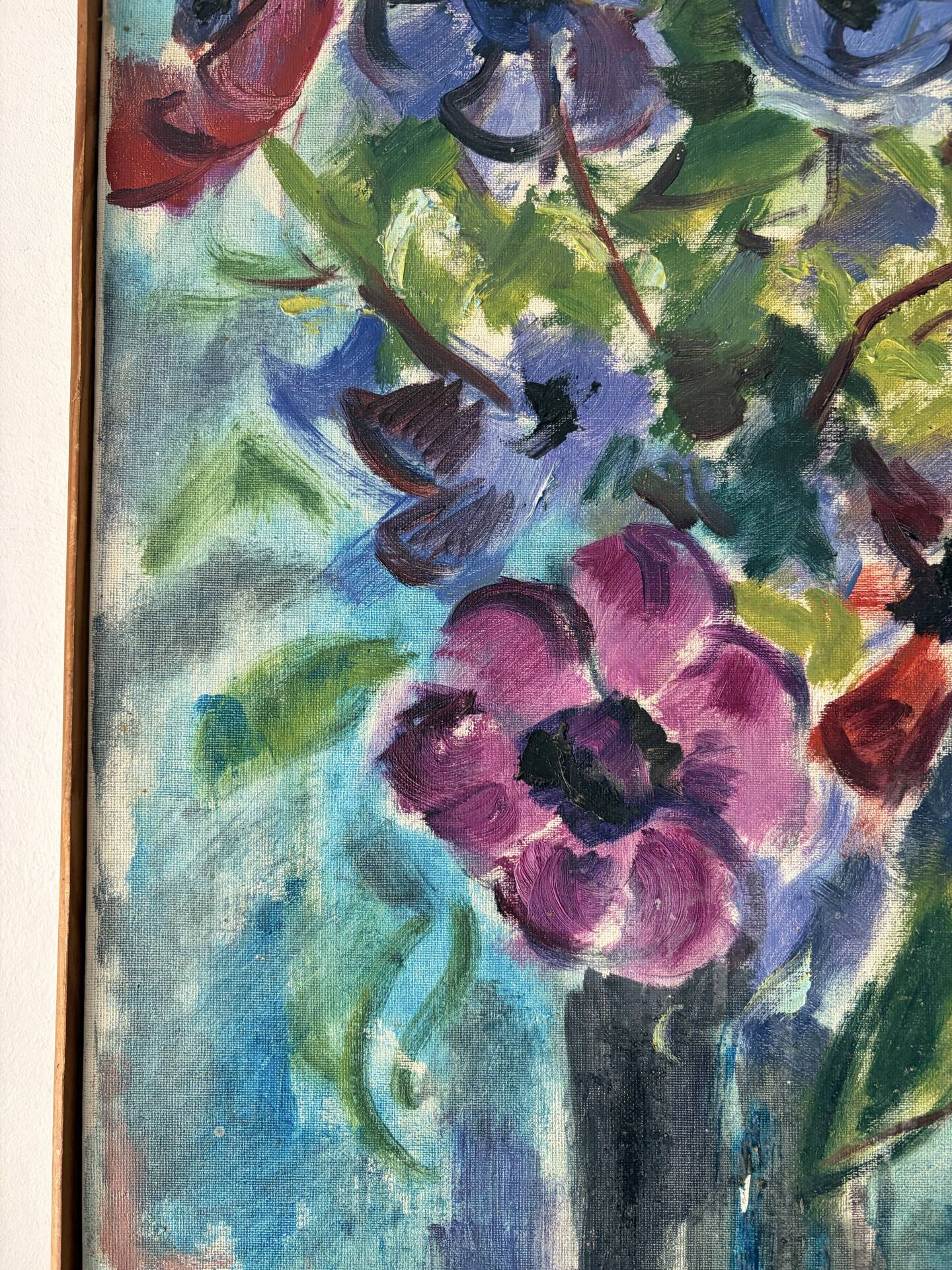 Anemones, oil on canvas signed Guette Fattal