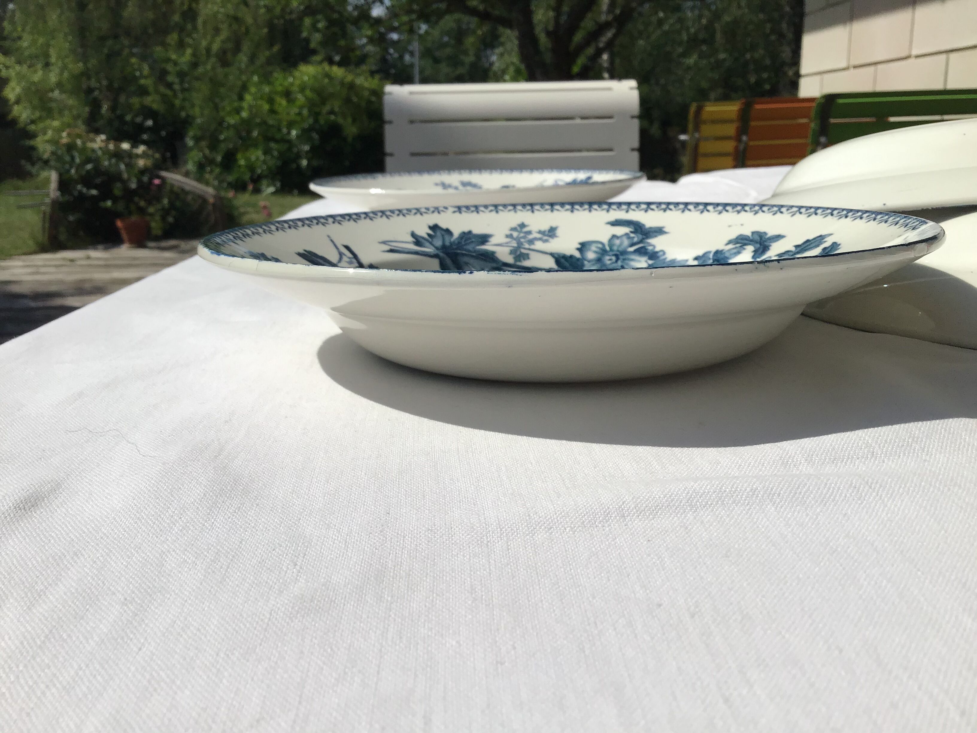 6 Longwy dark blue hollow plates