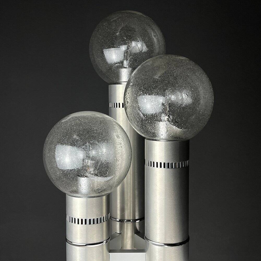 Brushed aluminium floor lamp, Italy, 1970s