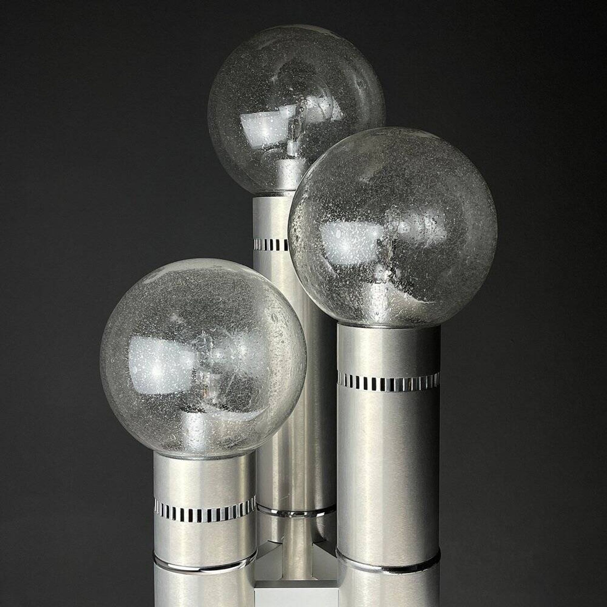 Brushed aluminium floor lamp, Italy, 1970s