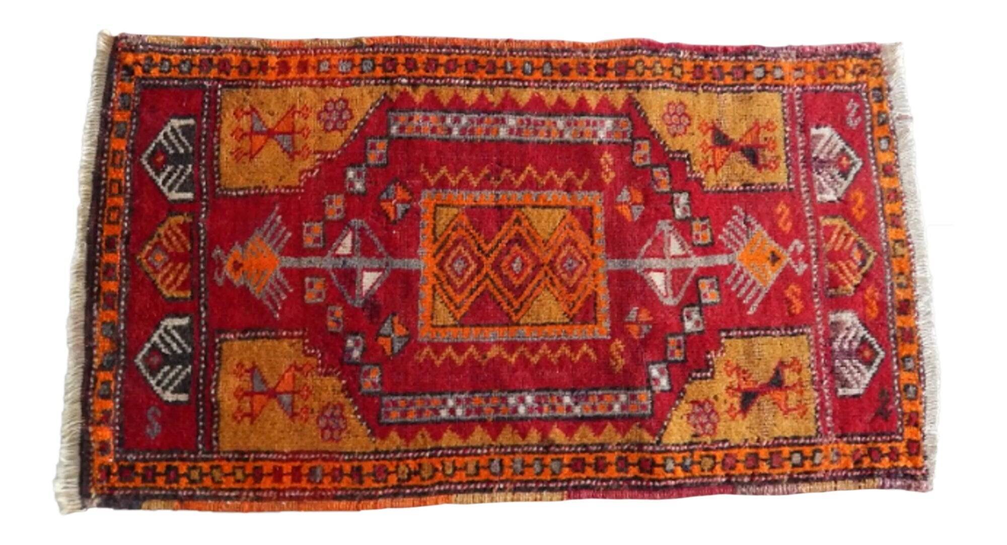 Vintage Turkish hallway rug 54x96 cm