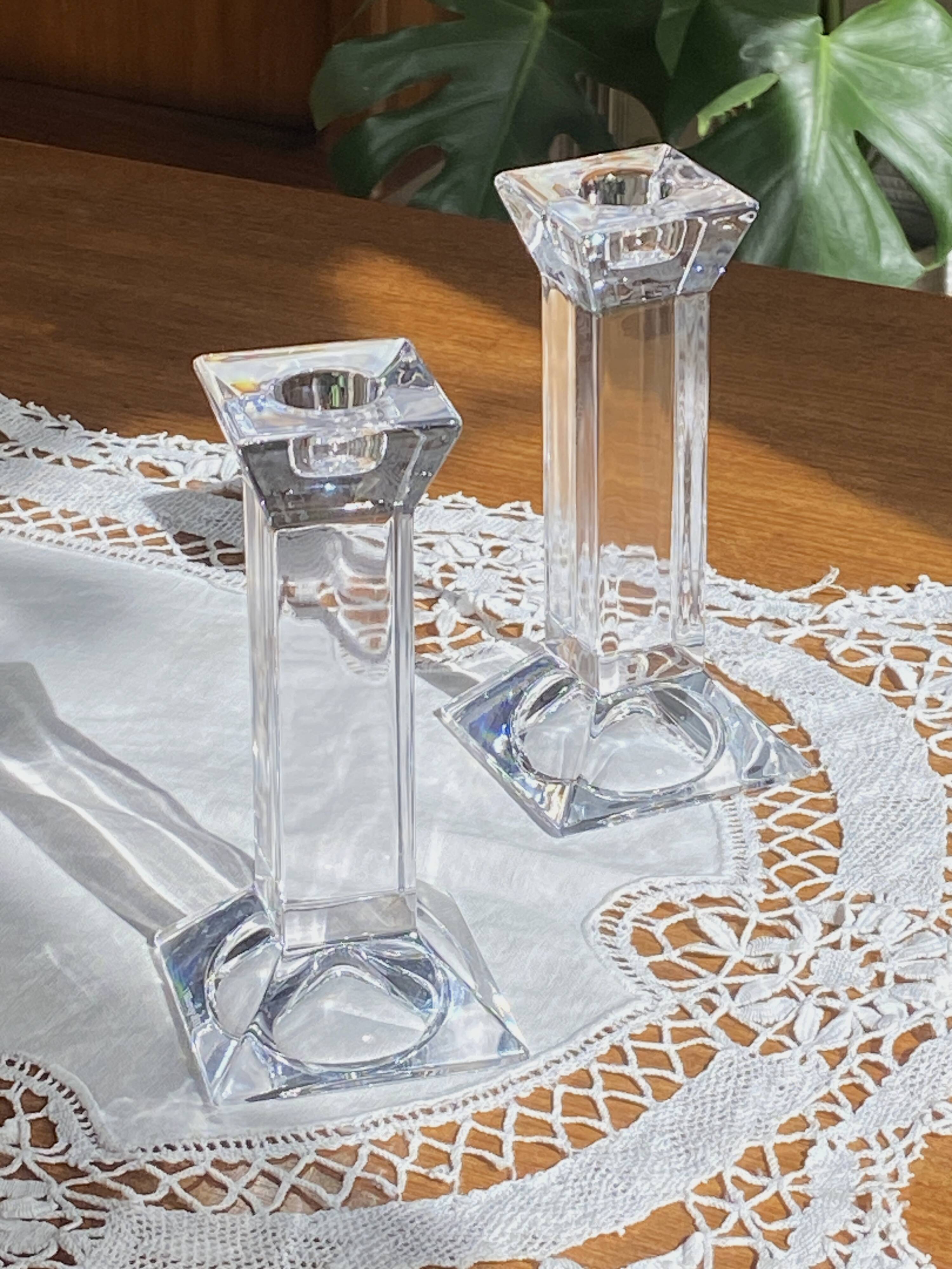Vintage crystal candlestick pair by Villeroy & Boch - As new condition.