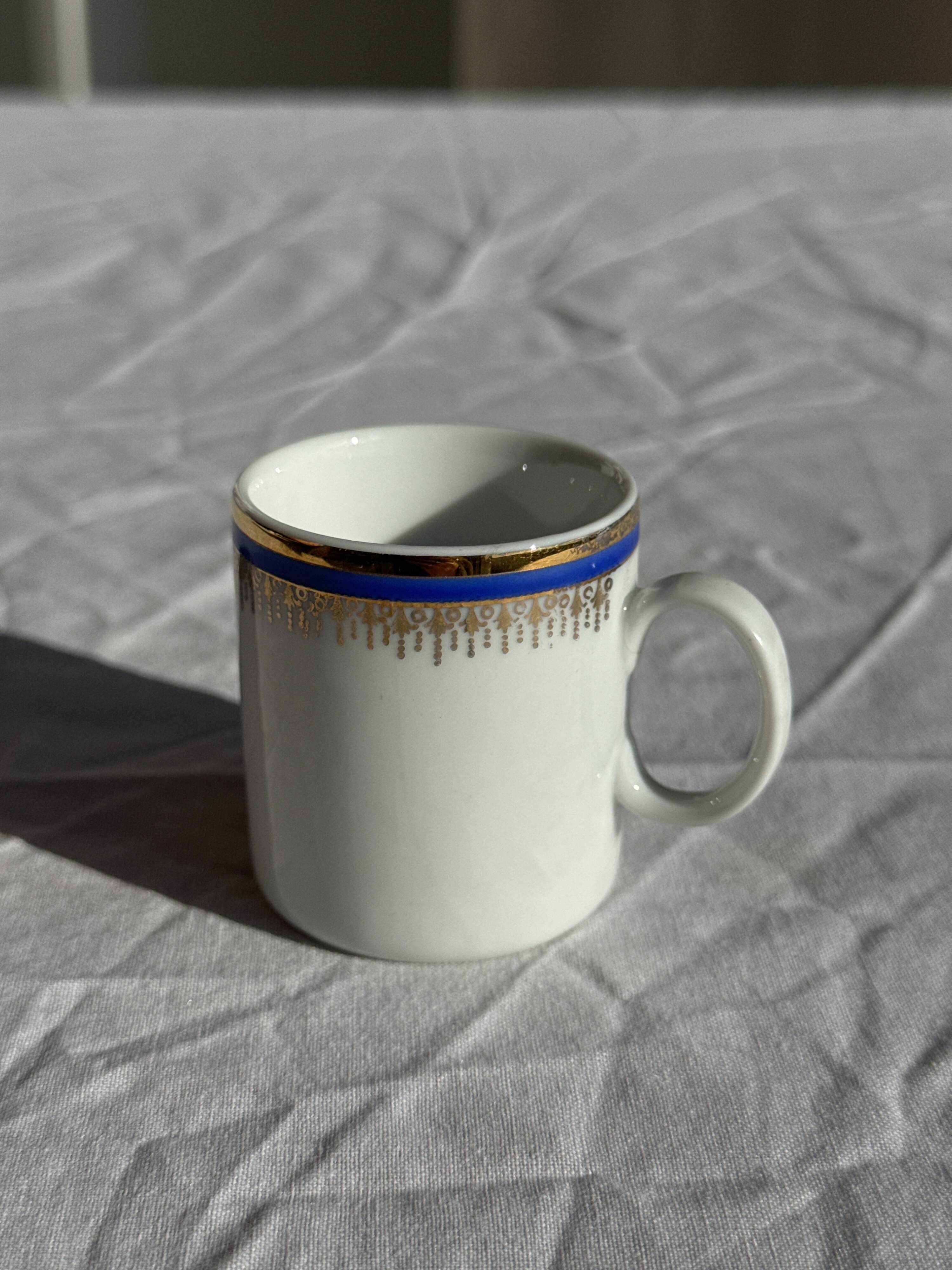 Set of 6 small espresso cups Germer Porcelain, made in Brazil.