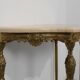 Console de style Louis XVI avec piètement en cuivre et plateau en travertin, Italie