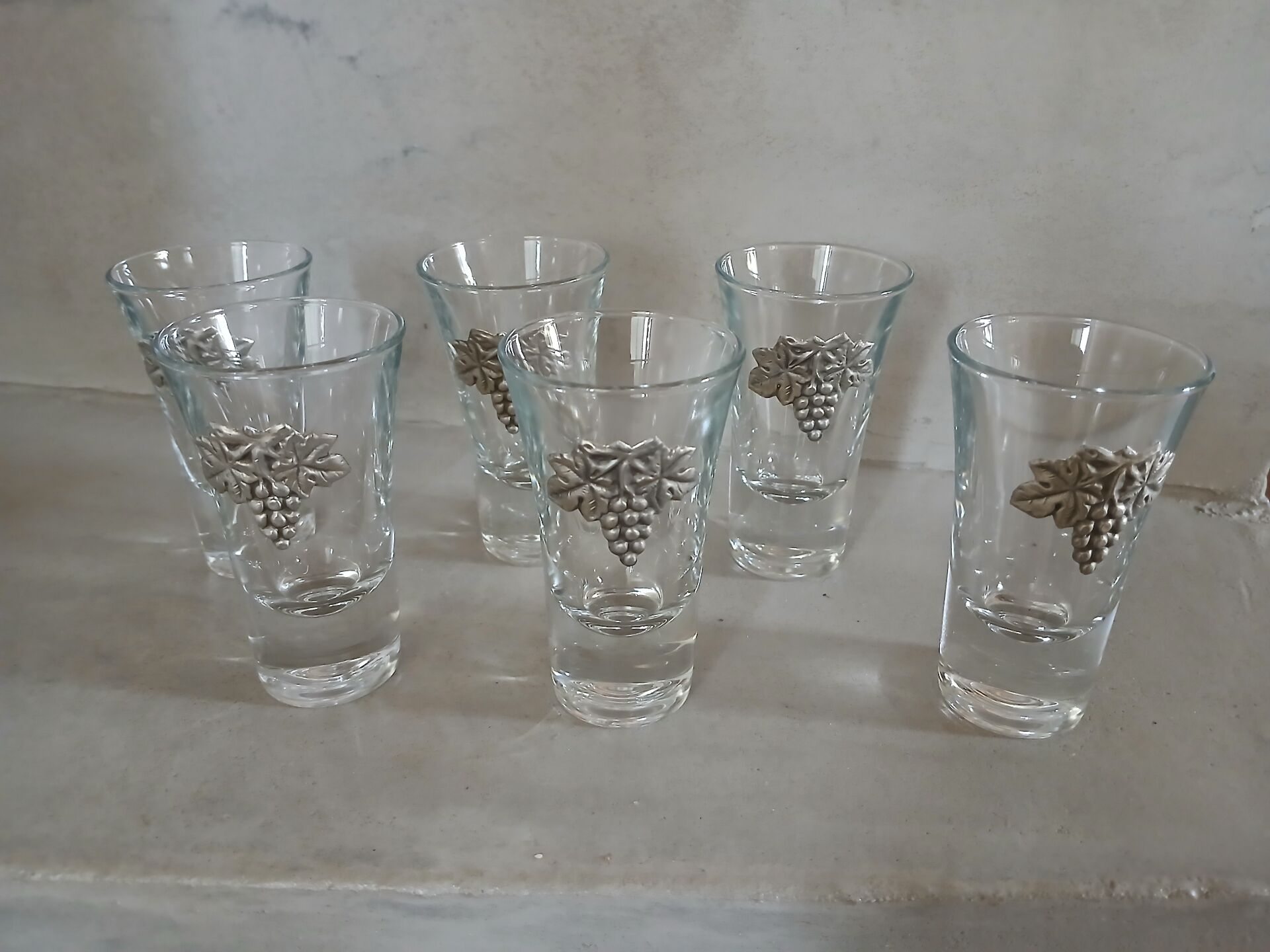 6 small antique liqueur glasses