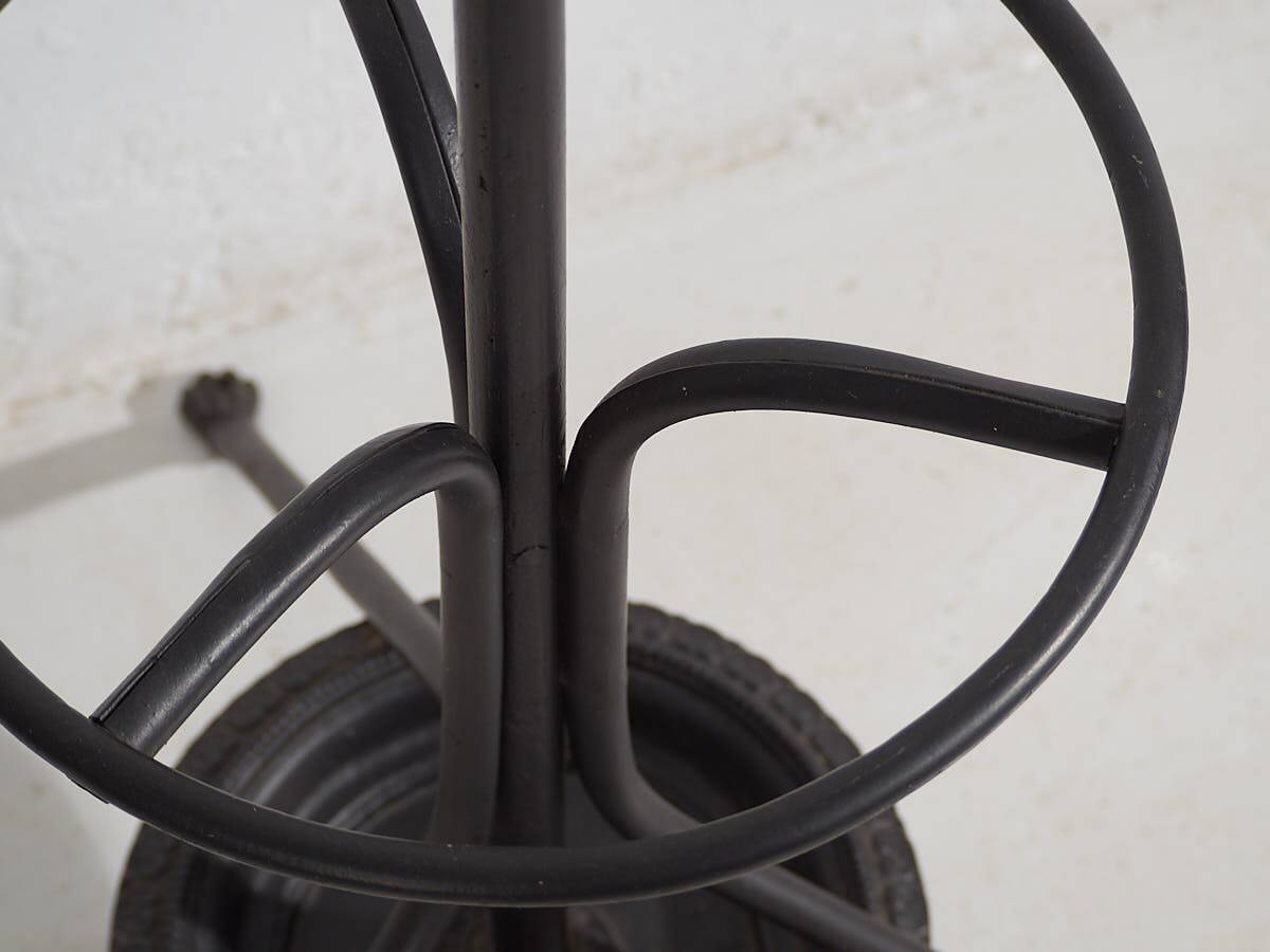 Antique wrought iron coat rack with umbrella stand (c.1920)