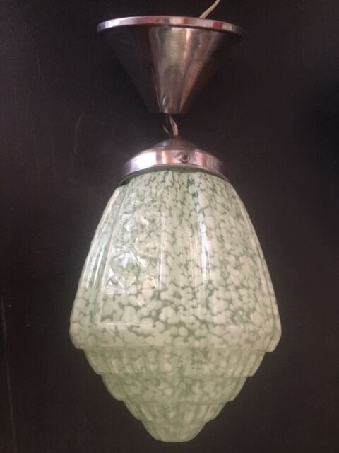 Plafonnier globe glass opalin green anise art deco