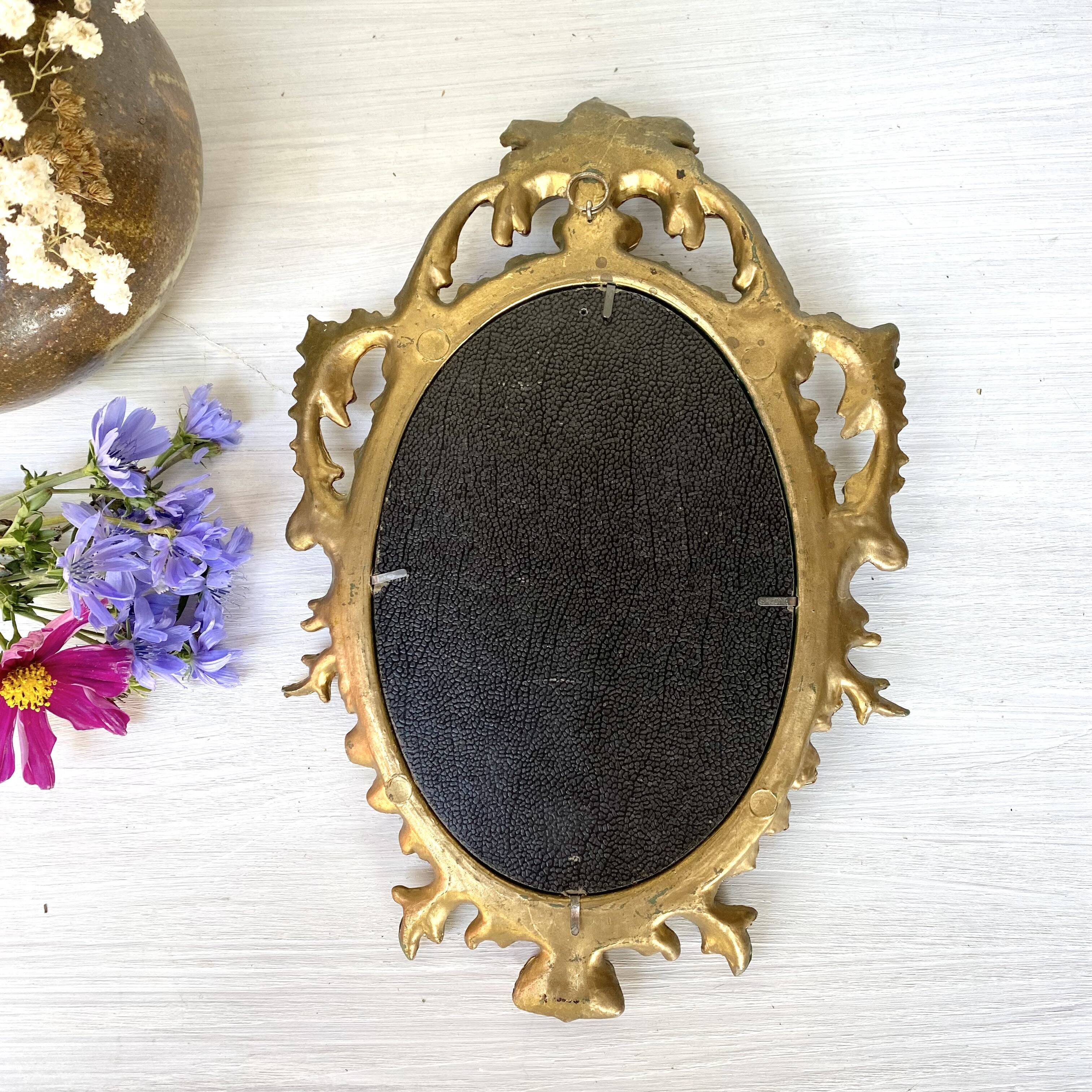 Miroir vintage doré, 29x19 cm