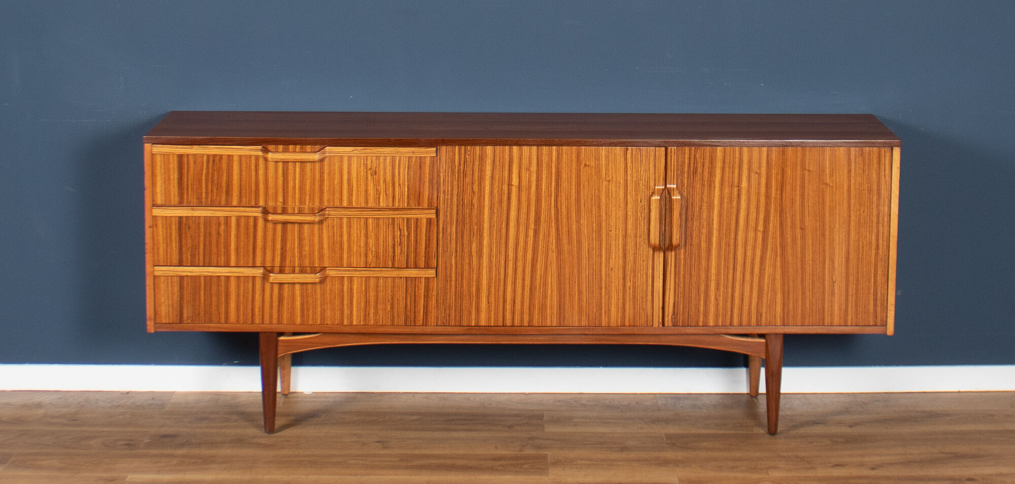 Retro teak zebrano 1960s long elliots of newbury eon mid century sideboard