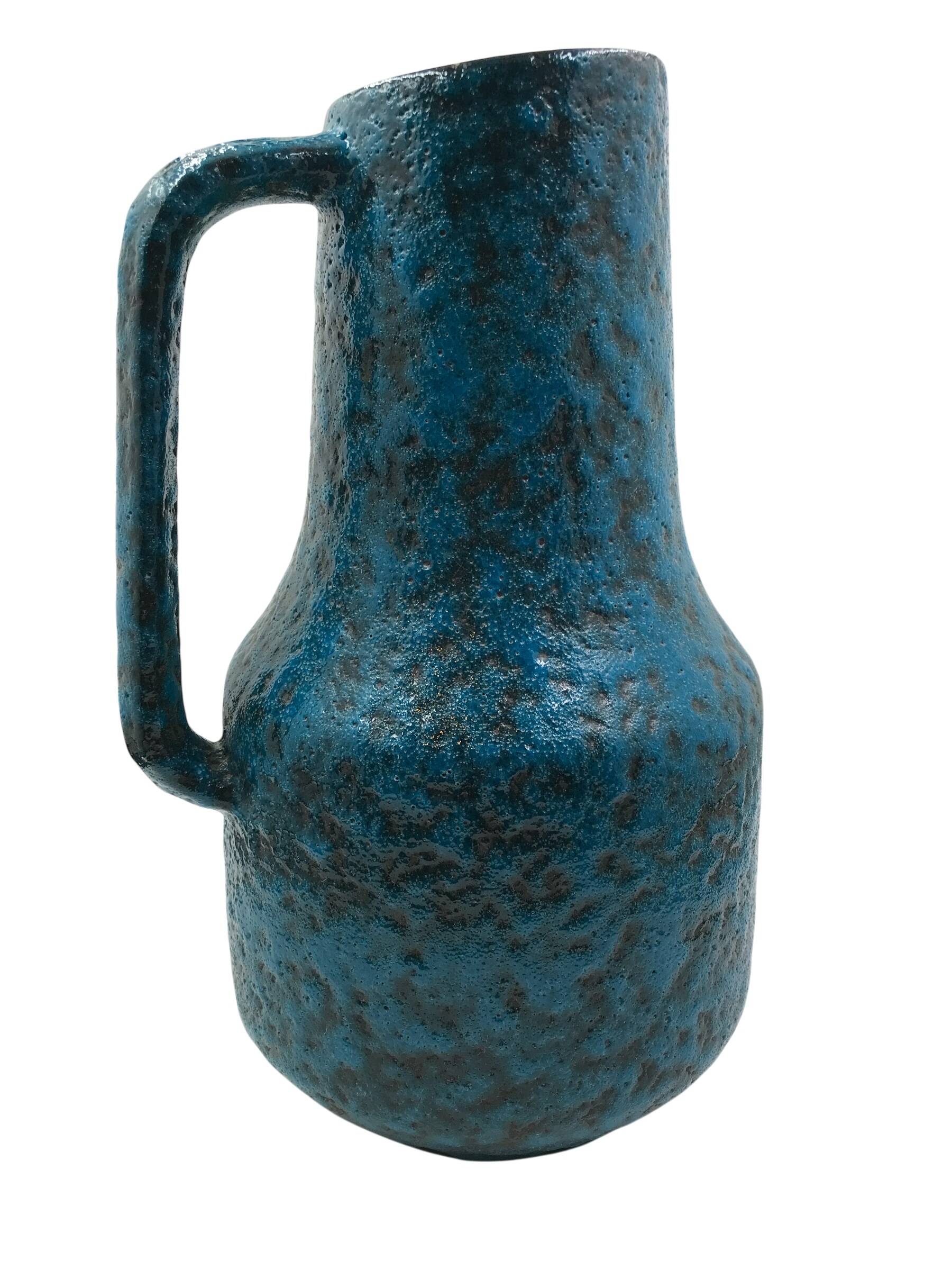 Blue speckled ceramic jar