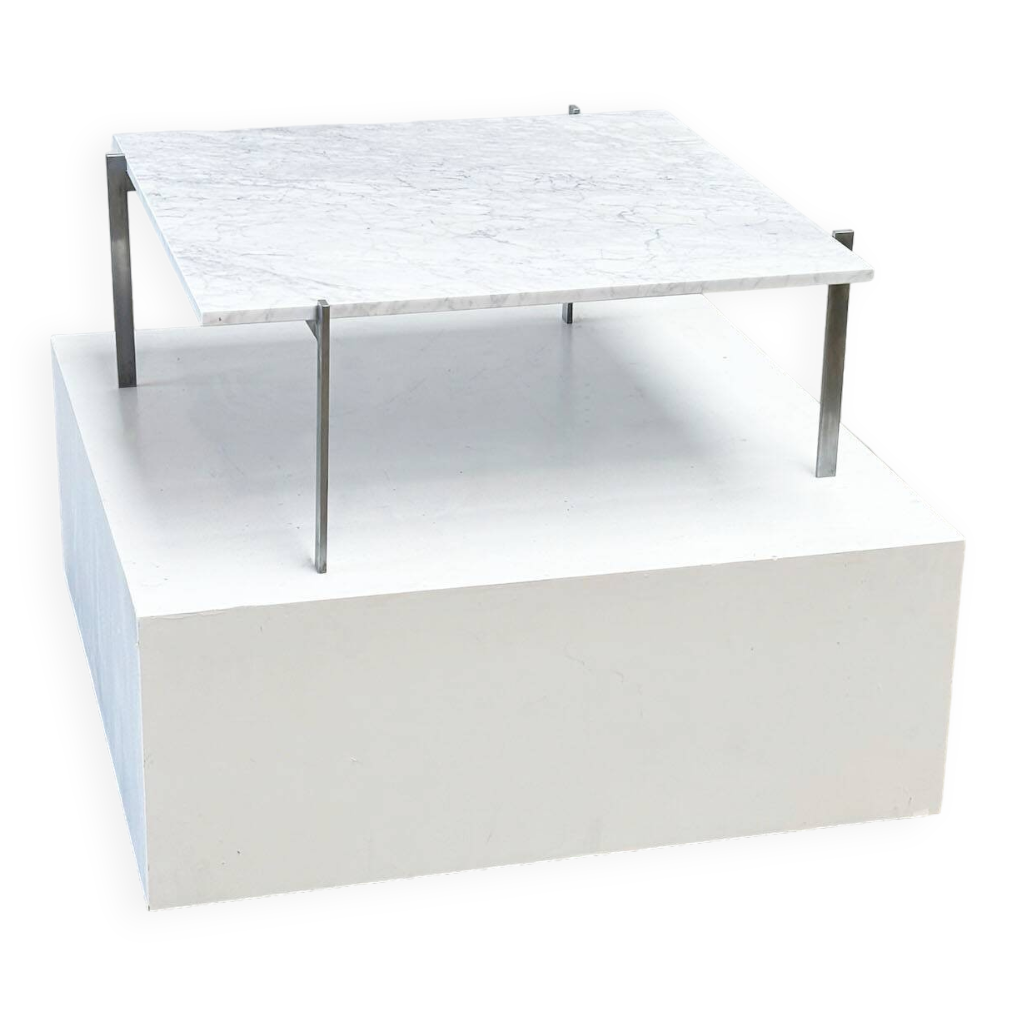Early PK61 coffee table by Poul Kjaerholm EKC Denmark 1956 with Carrara marble top