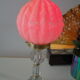 Art Deco lamp pink foot in cut crystal