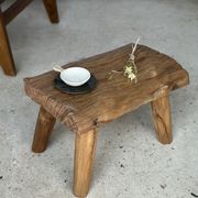Table d'appoint ou tabouret en teck blond quadripode H:30 L43 l27