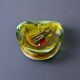 Yellow & blue Sommerso ashtray by Seguso, Murano glass, Italy, 1970s