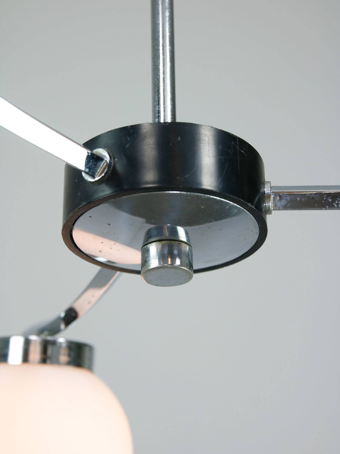 Mid-Century Italian Chrome and Opaline Chandelier