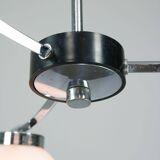 Mid-Century Italian Chrome and Opaline Chandelier