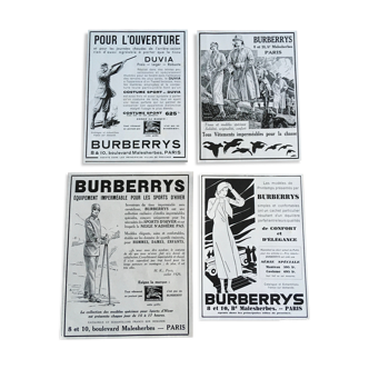 Lot of 4 Burberry advertisements, 30s