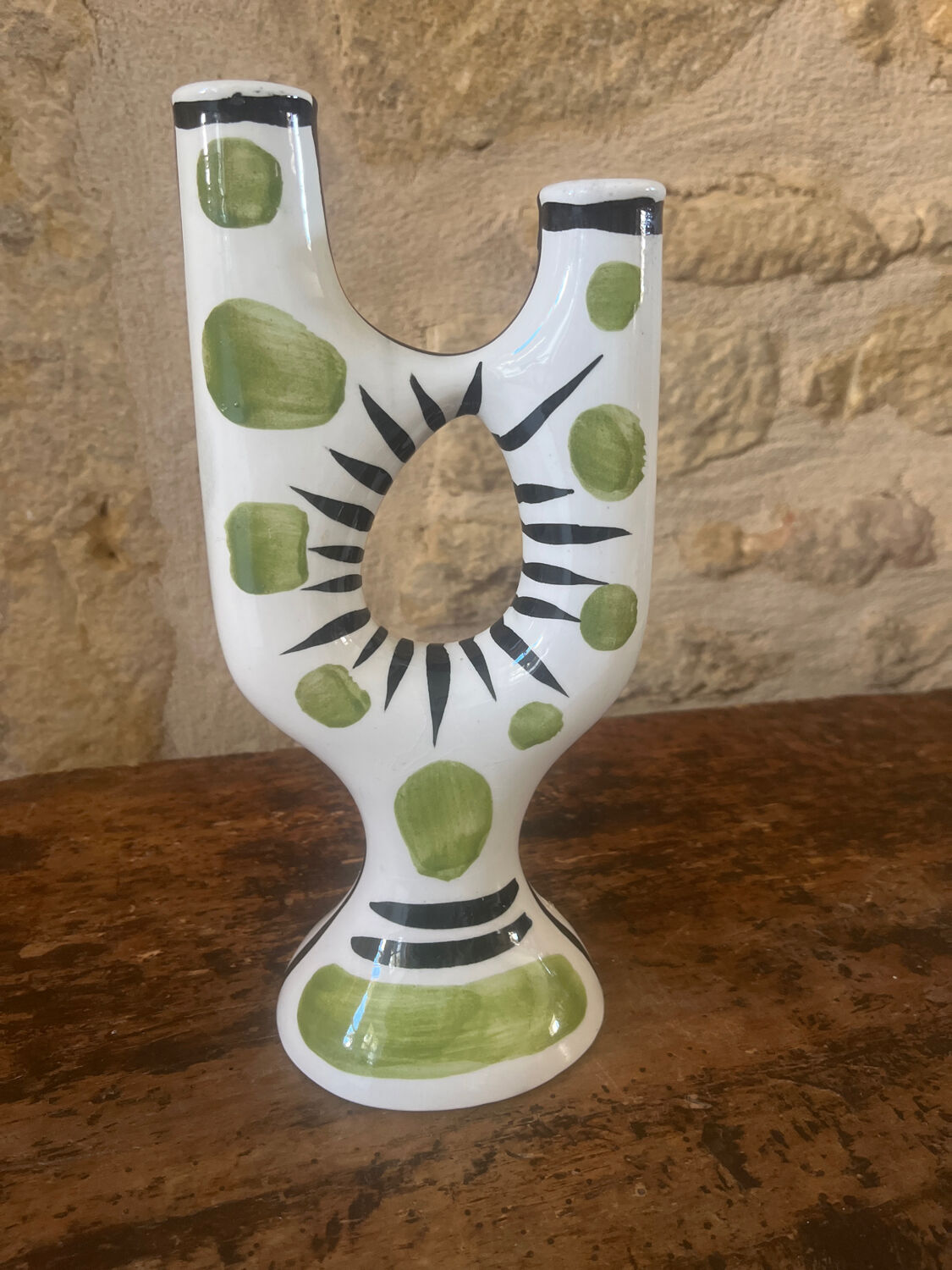REVERNAY. Barbotine vase sculpture 1970s h 25cm