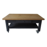 Table basse sur roulettes réalisée à partir d’une table vintage sublimée  en gris ardoise