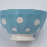 3 small vintage bowls digoin sarreguemines with polka dots pastel colors pink blue
