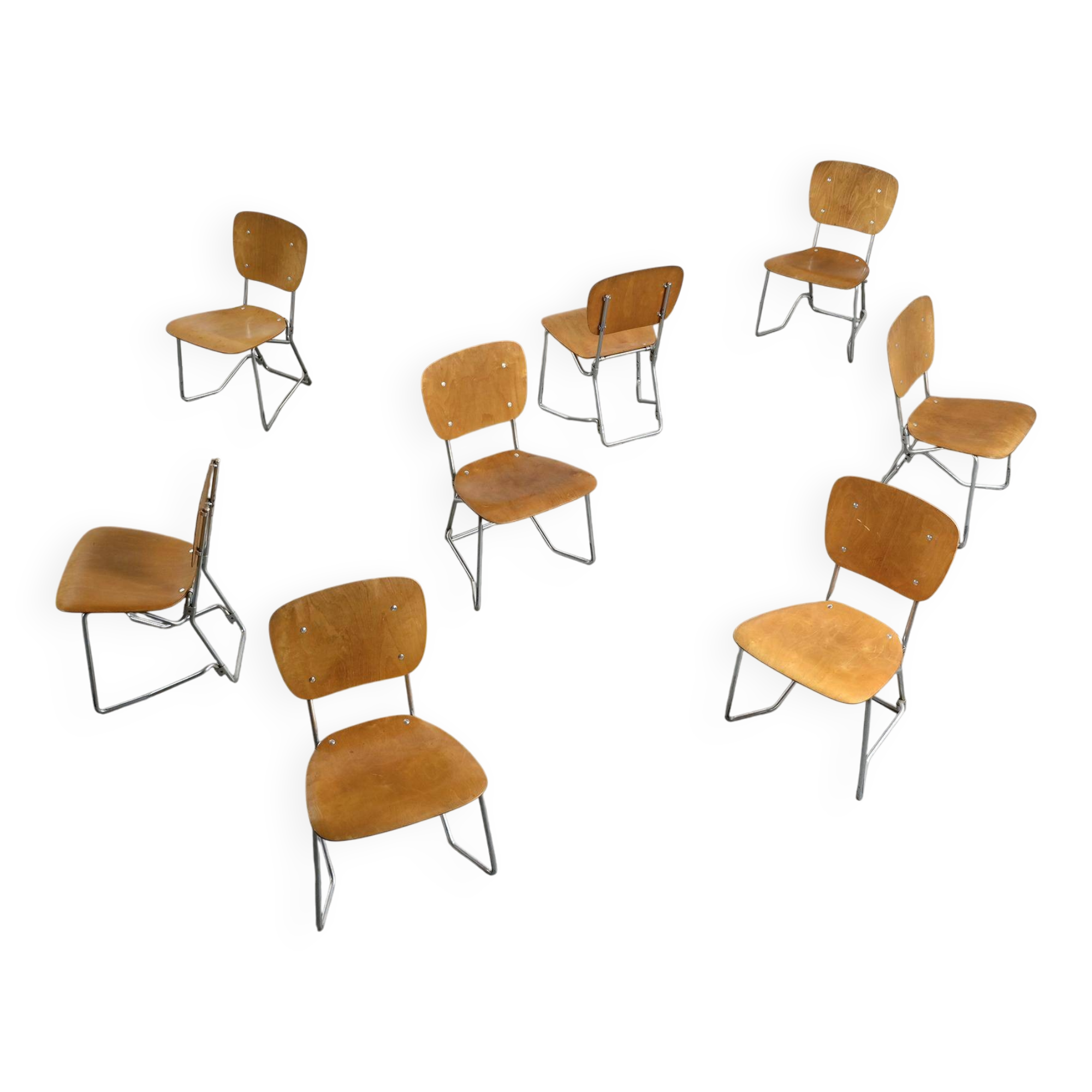 Suite de 8 chaises Alu-Flex par Armin Wirth, circa 1965