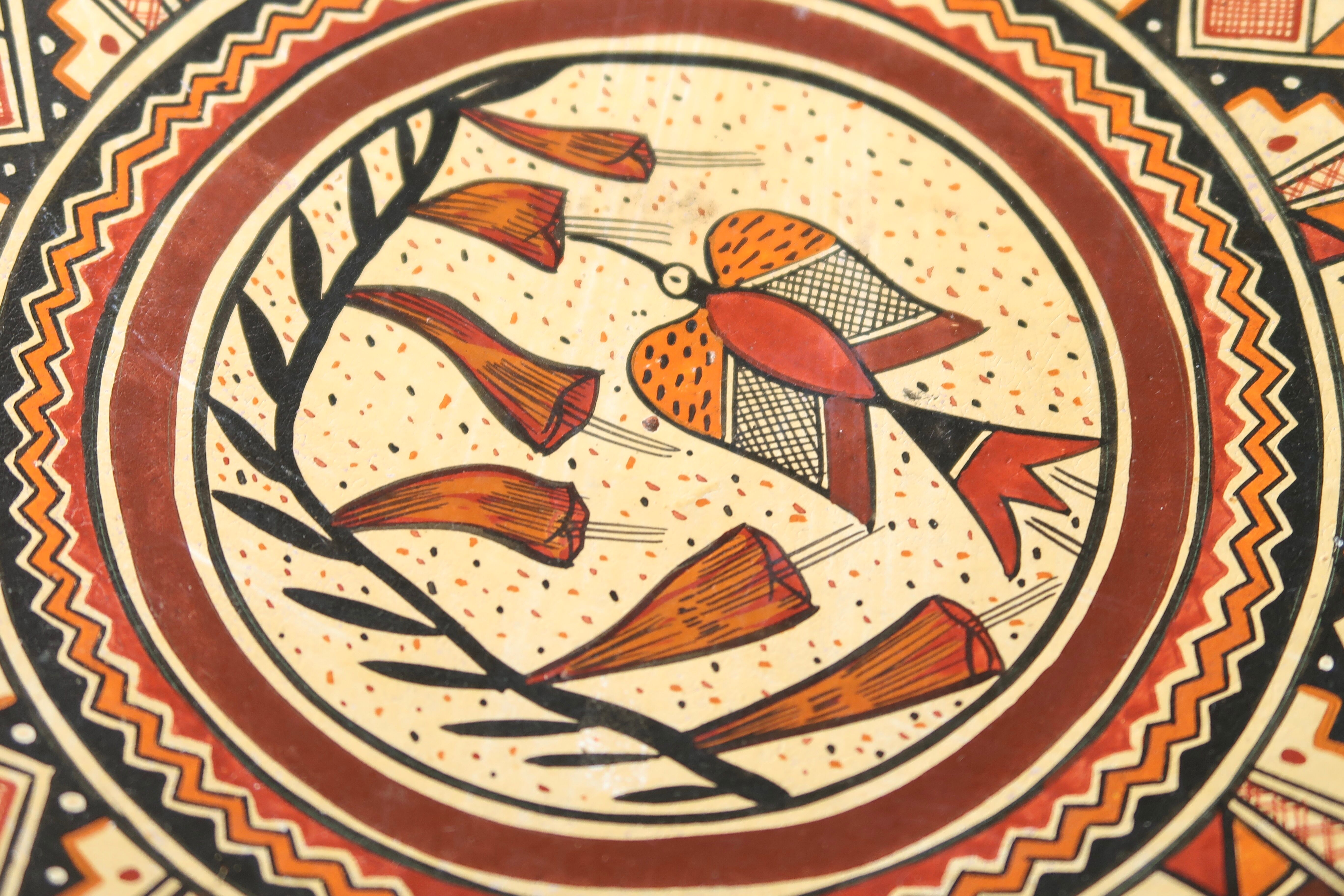 Painted terracotta wall dish from Peru, 70s