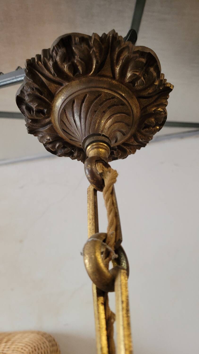 Louis xvi style gilt bronze chandelier - 6 lights