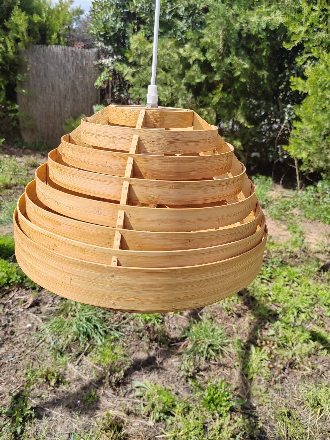 Scandinavian curved wood pendant light