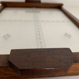 Plateau ancien en verre et bois