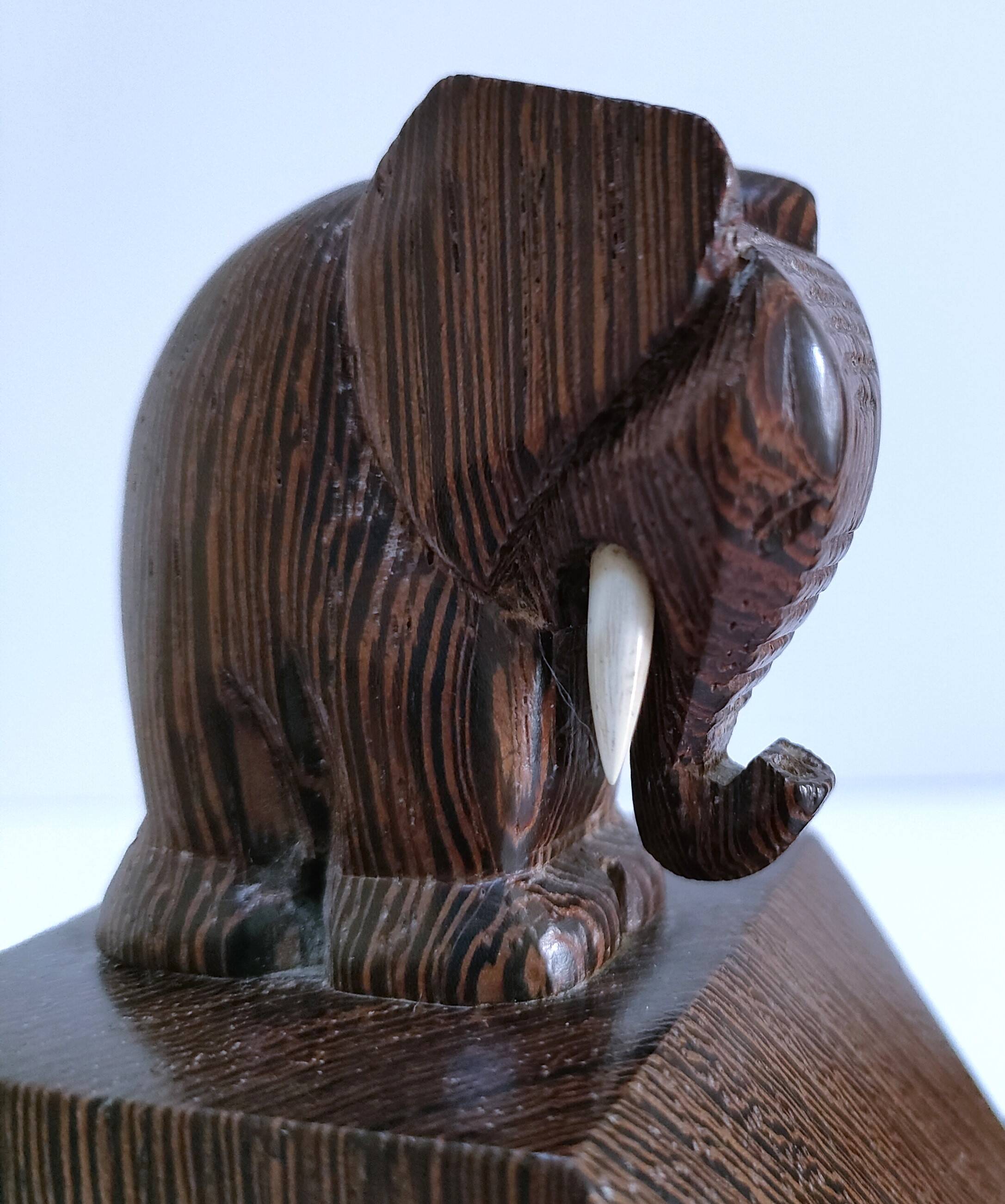 Pair of stylized elephant bookends in solid wood