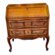 Louis XV solid wood and green leather writing desk secretary, 1950.
