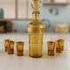 Italian liqueur service in amber and gold glass