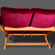 2-seater red velvet sofa end of 1970