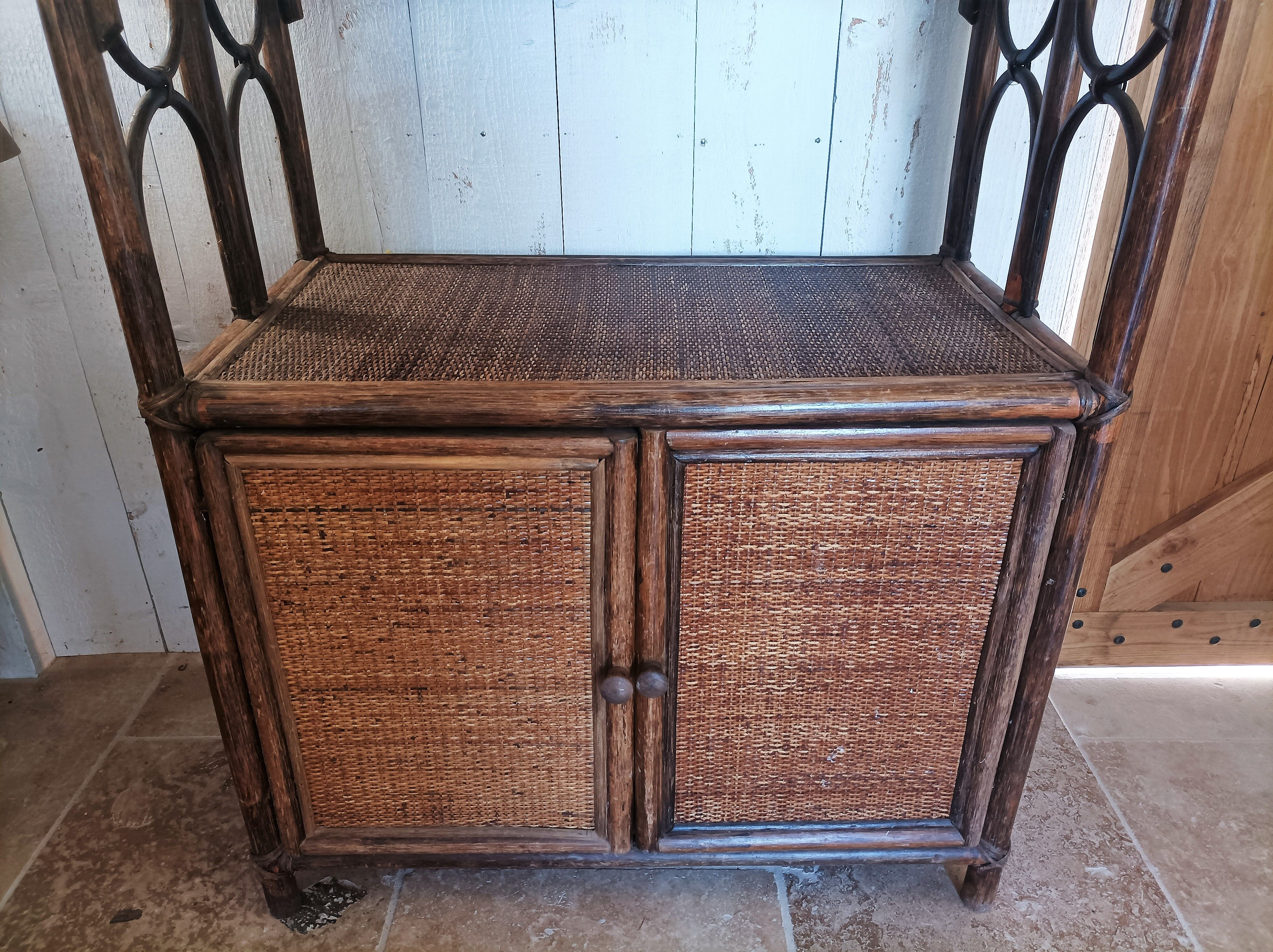 Vintage rattan bookcase
