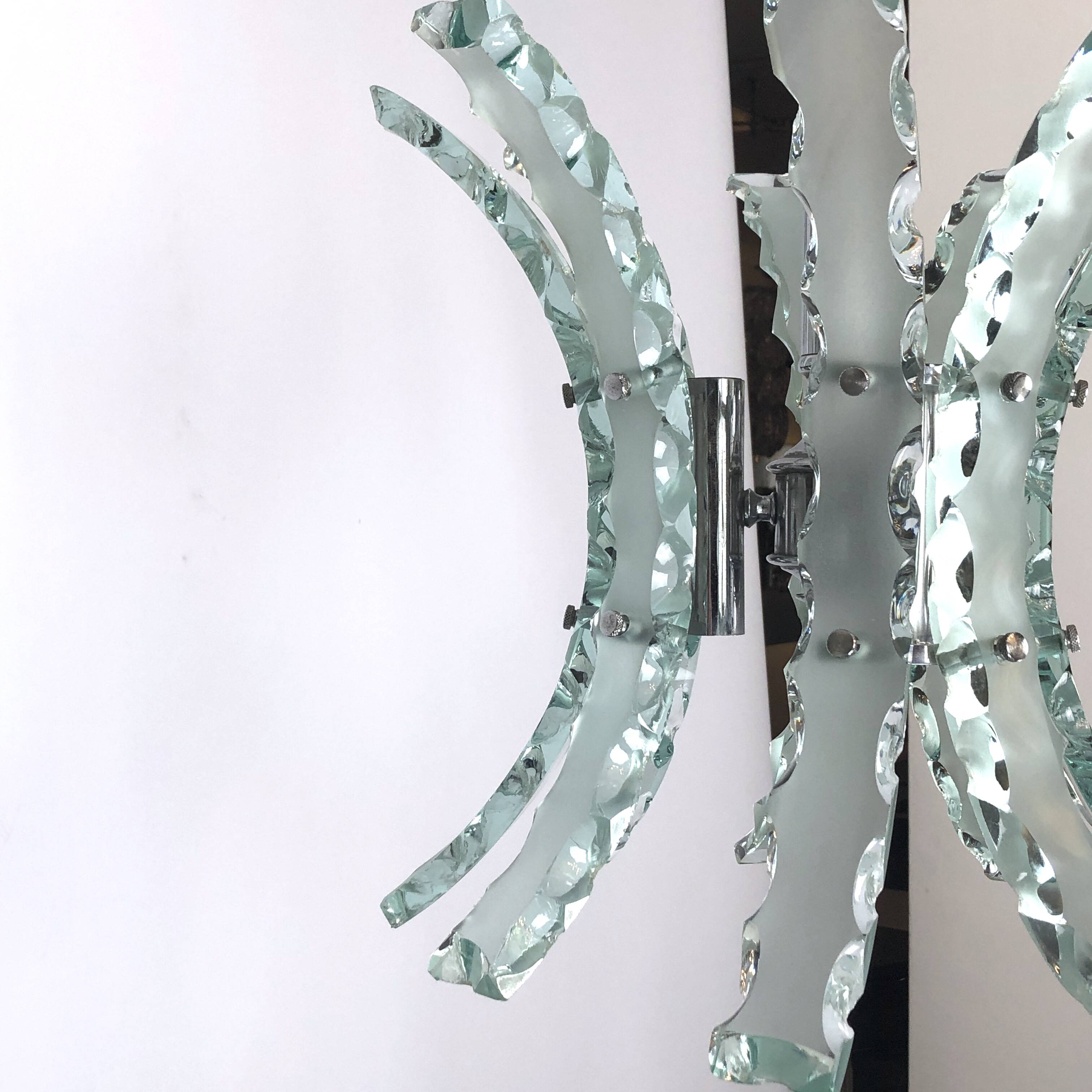 Mid-century Italian cut glass chandelier by Zero Quattro