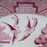Ancien plat creux rose orientaliste