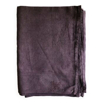 Nappe de vendange ancienne en chanvre teintée en aubergine