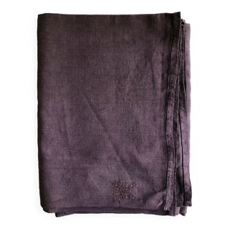 Old harvest tablecloth in hemp dyed with eggplant