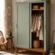 Armoire parisienne penderie 1960 vert grisé rénovée 