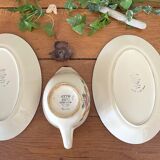 Pair of antique Longchamp earthenware raviers and sauceboats