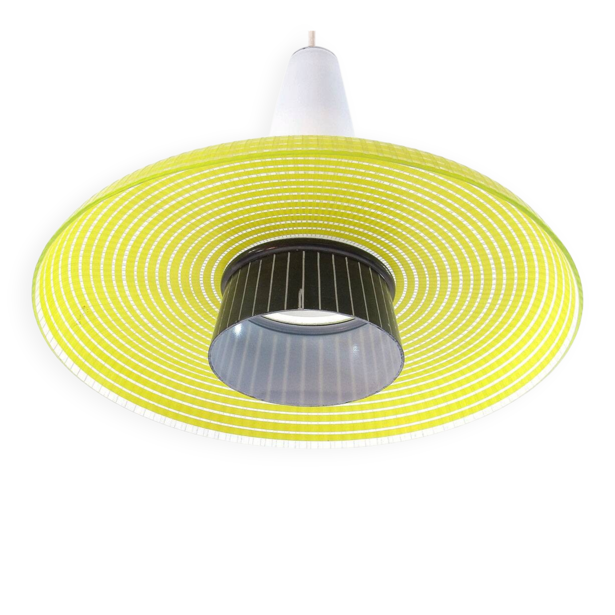 1950s Yellow and Black Glass Vintage Pendant Lamp