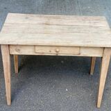 Renovated Parisian desk in solid wood with drawer