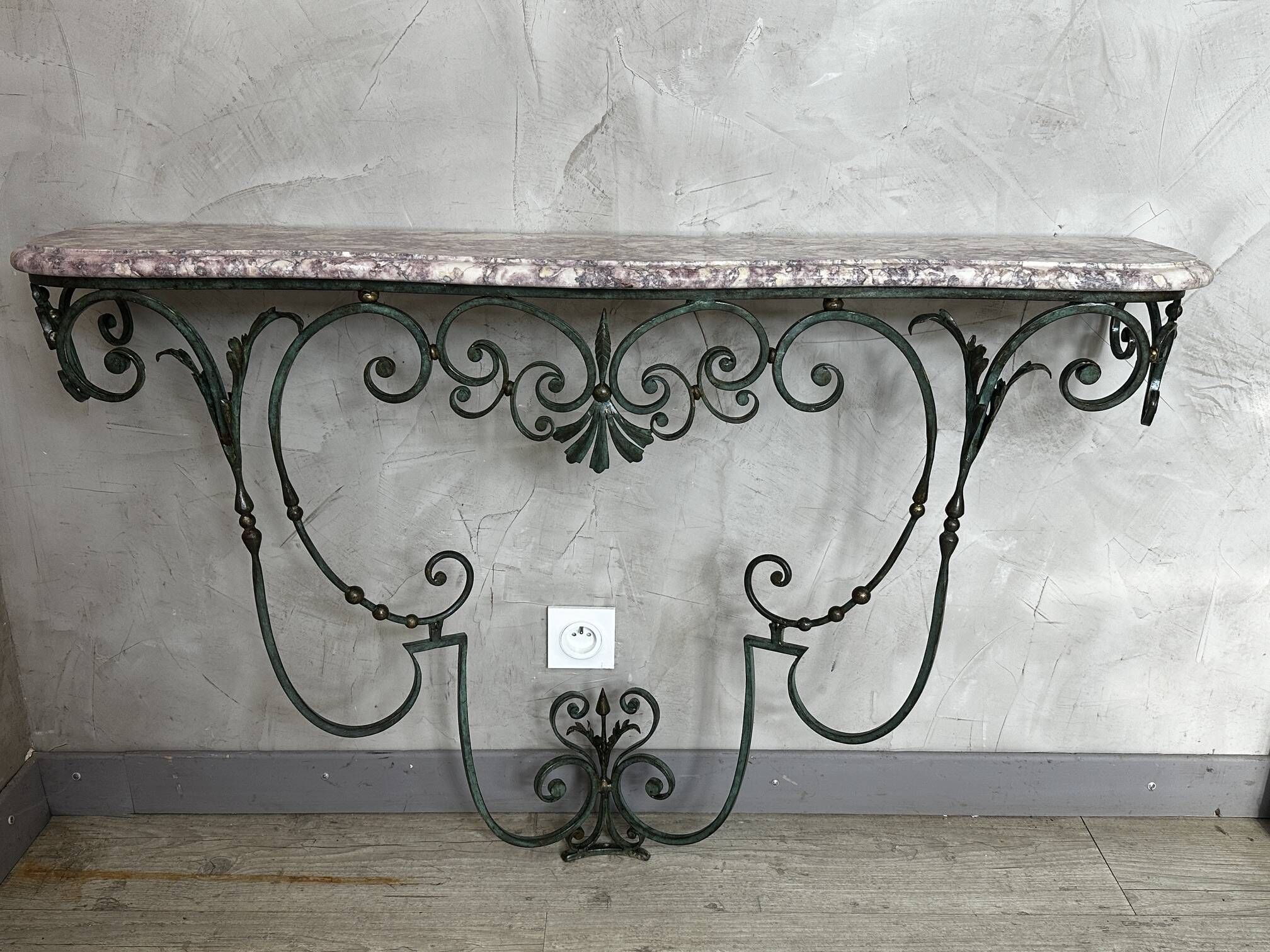 Console en fer forgé et marbre