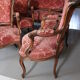 Louis XV style rocaille lounge, 4 armchairs and a bench seat
