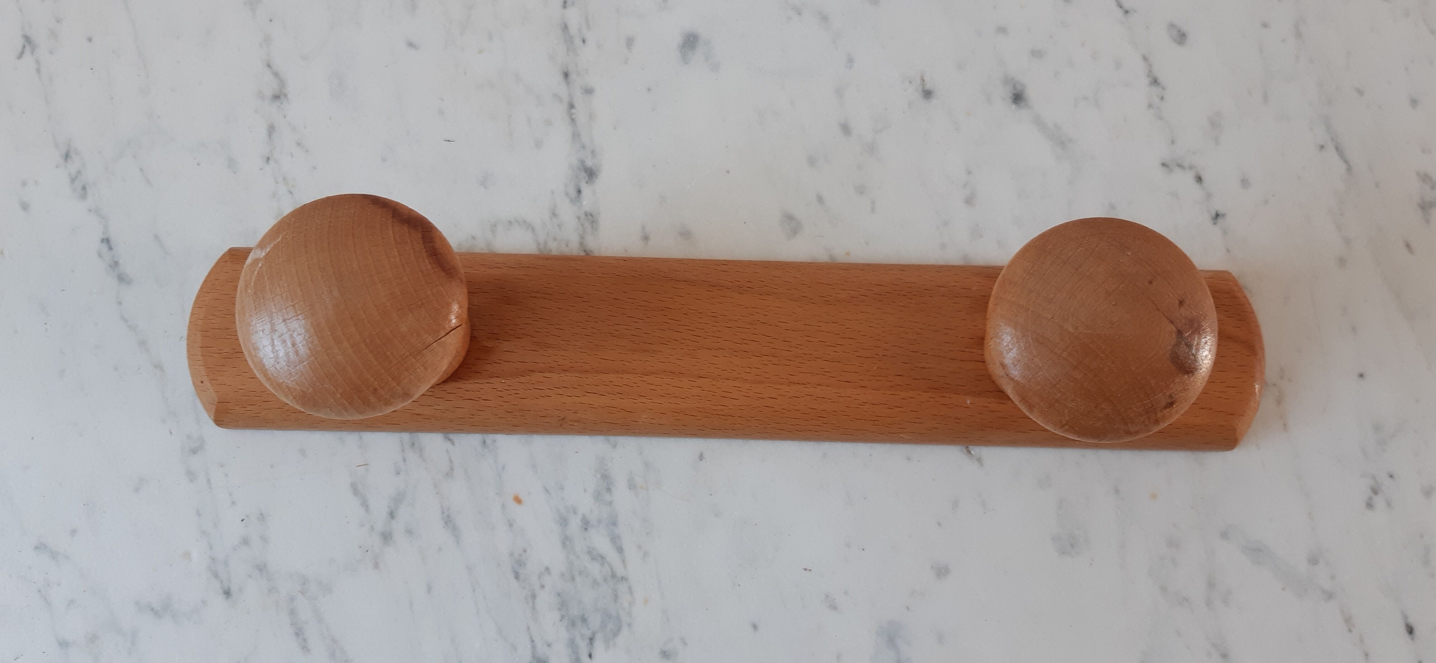 Vintage beech wood hook 70s