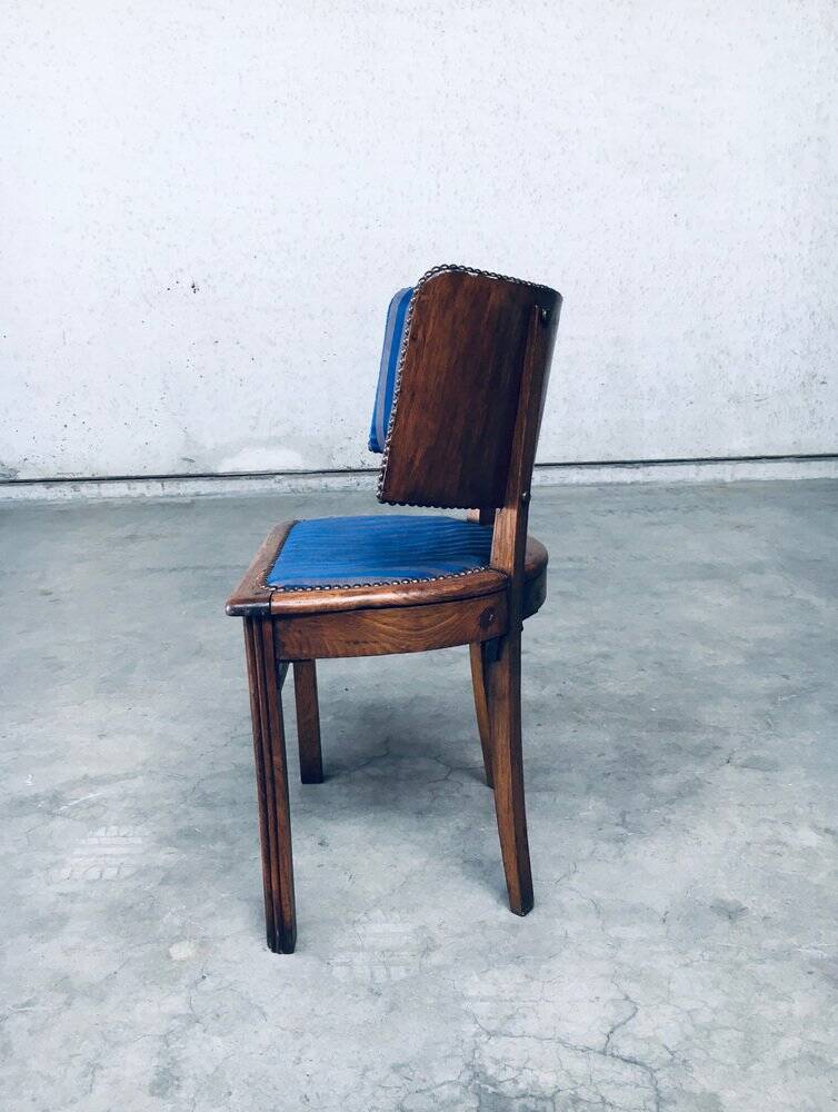 Set of Art Deco Curved Back Side Chairs, France, 1930s